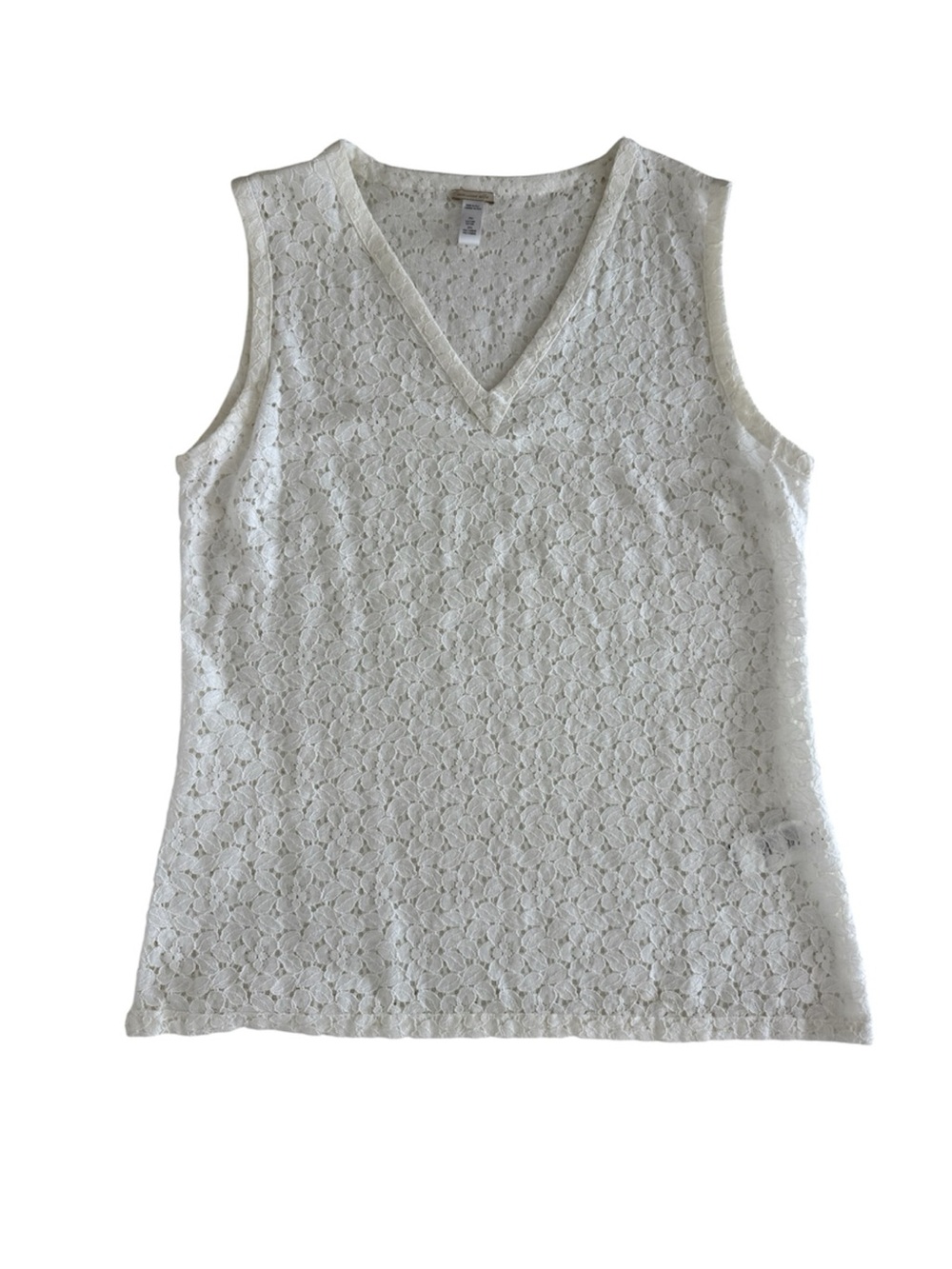 Massimo Alba Cream Lace V-Neck Tank Top-Sz L